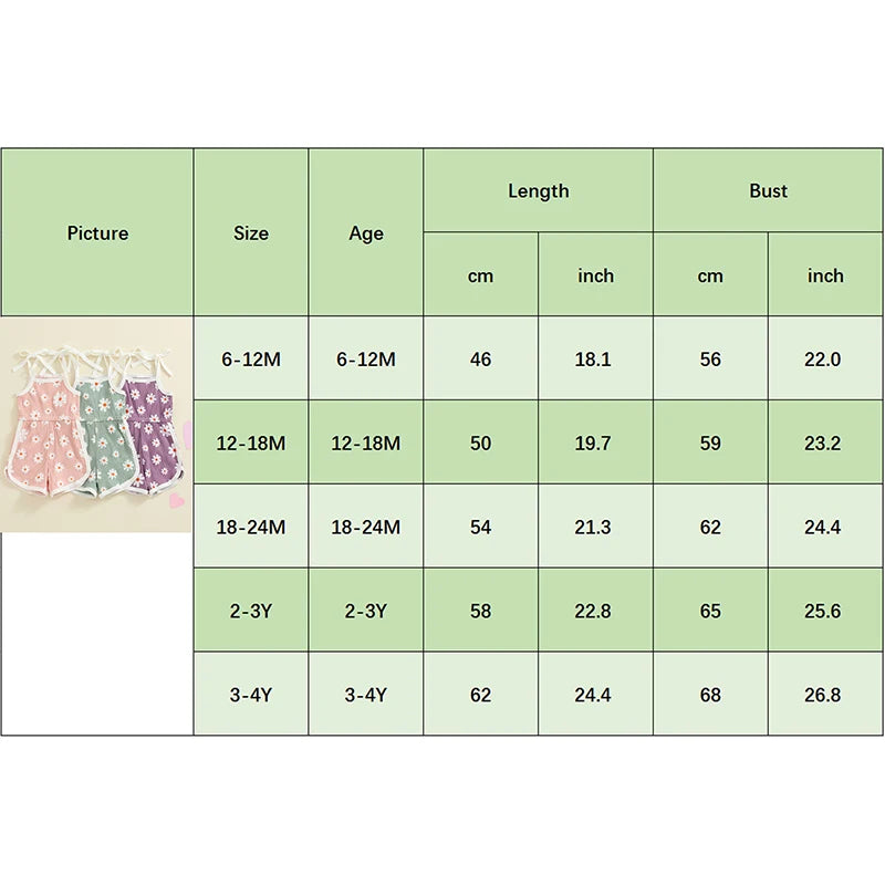 6M-4Y Baby Girl Summer Romper Casual Floral Print Tie Straps Sleeveless Jumpsuit for Newborn Toddler Cute Clothes