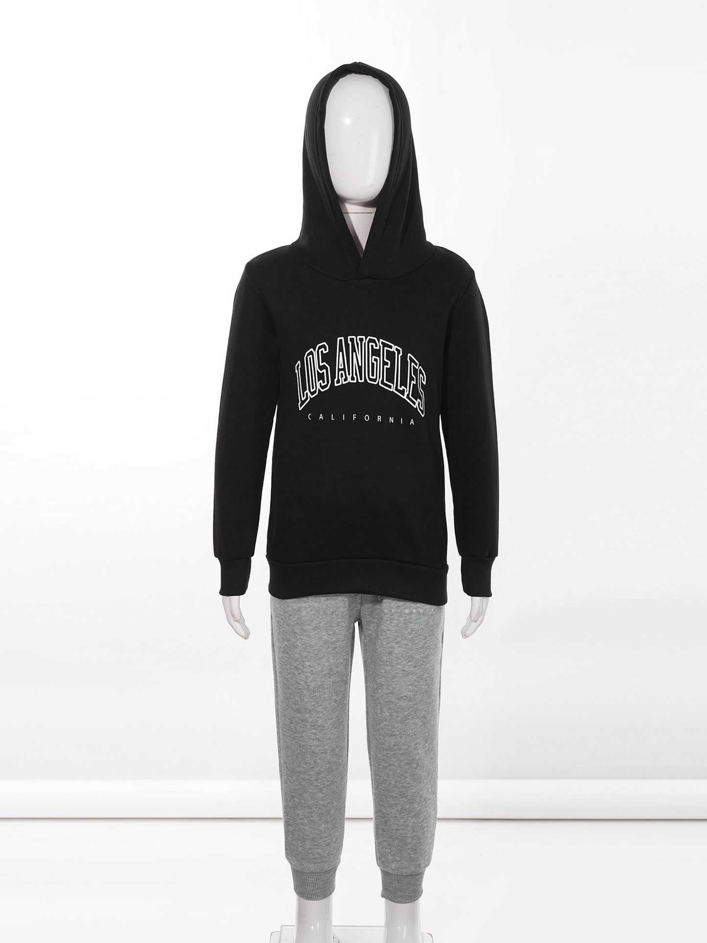 Kids Boys Girls Letter Printed Sport Suit Tracksuit Long Sleeve Hooded Pullover with Elastic Waistband Pants