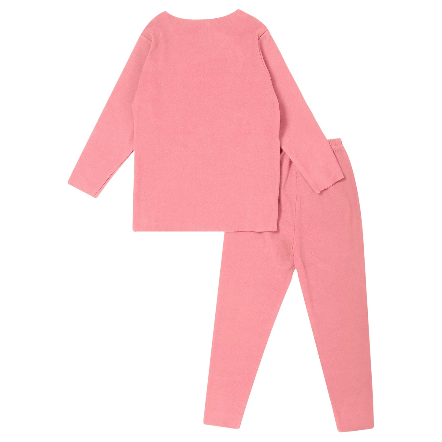 Autumn Kids Girls Boys Solid Color Thermal Underwear Set Loungewear Homewear Round Neck Long Sleeve Tops with Pants Leggings