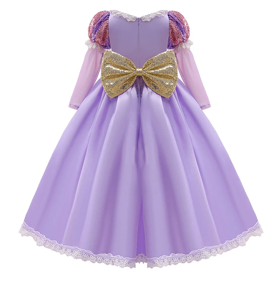 Kids Luxury Rapunzel Dress for Princess Girl Tangled Cosplay Costume Baby Halloween Dress Up Carnival Birthday Party Clothes
