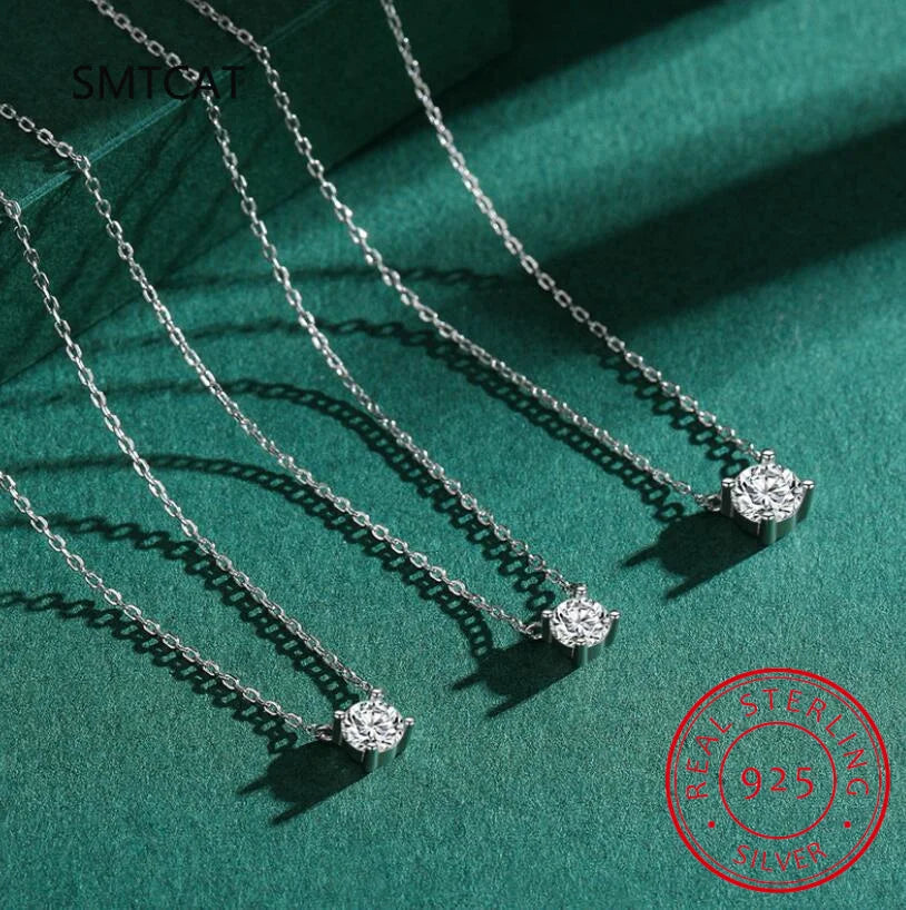 925 Sterling Silver Moissanite 1-3 Carat Set Chain Necklace Advanced Light Luxury Niche Casual Elegant Ladies Send Girlfriend