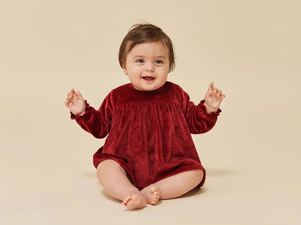 KS AW Children's Clothing Toddler Girls Velvet Patchwork Mesh Dresses Newborn Baby Christmas Rompers Lace Jumpsuit Climbing Suit