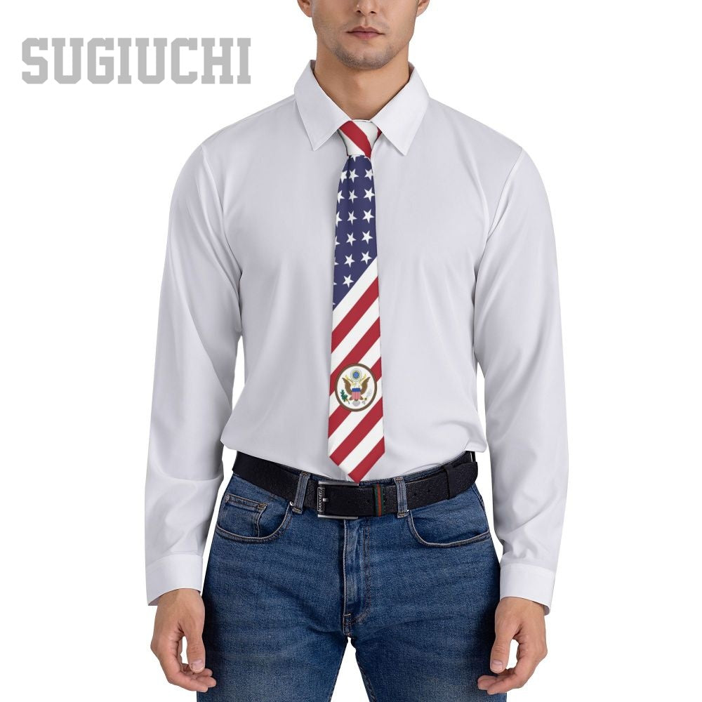 United States USA Flag American Emblem Men Women Neck Ties Casual Plaid Tie Suits Slim Wedding Party Business Necktie Gravatas