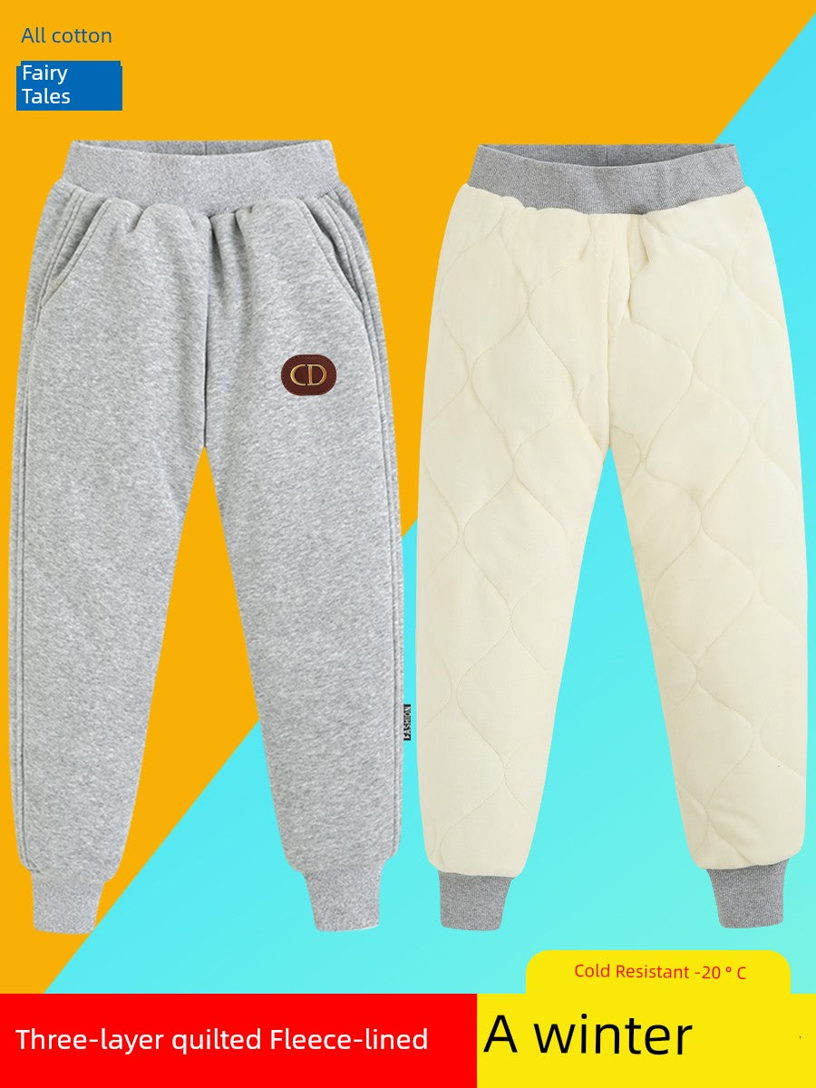 Sweatpants Athleisure Autumn Clothing Single-Layer Fleece-Lined Thickened Girl's  Pants