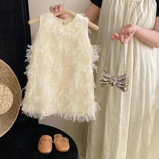 Summer Baby Girl Princess Cotton High-end Dress Sleeveless Infant Toddler Child Elegant Tulle Vestido Party Baby Clothes 18M-10Y