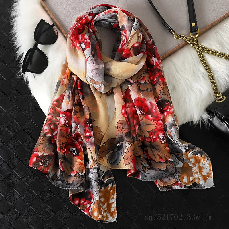 2024 Fashion Printed Leopard Chiffon Hijab Scarf Women Pareo Lady Bandanas Beach Towels Summer Muslim Veil Wrap Female Foulard