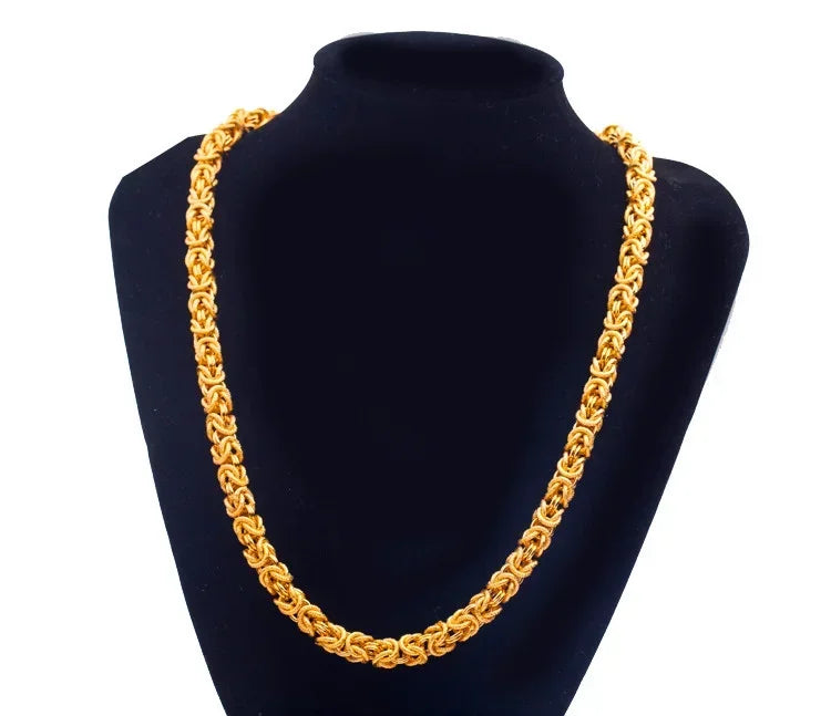 New Pure 24k Thai Large 100% Real 999 Gold Plated 18k Chain Dragon Head Wide Necklace 70cm Long for Male for Women's Gifts
