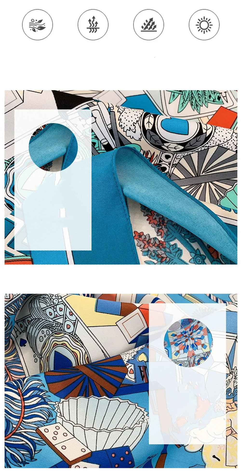 Twill Headscarf for Women Chain Geometric Print 90*90cm Square Scarf Hijab Bandana Female Neckerchief Hand Shawl Wraps Echarpe