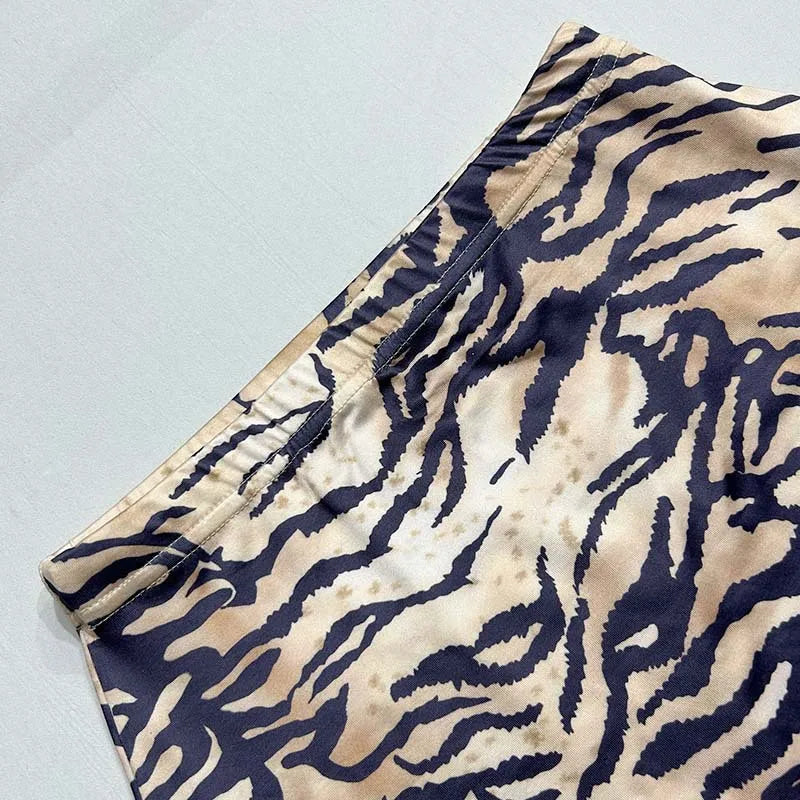 Tiger Printed Two Piece Set for Women, Sexy Long Sleeve Tops, Maxi Skirts, Matching Sets, Slim Outfits, Party Wear, Summer