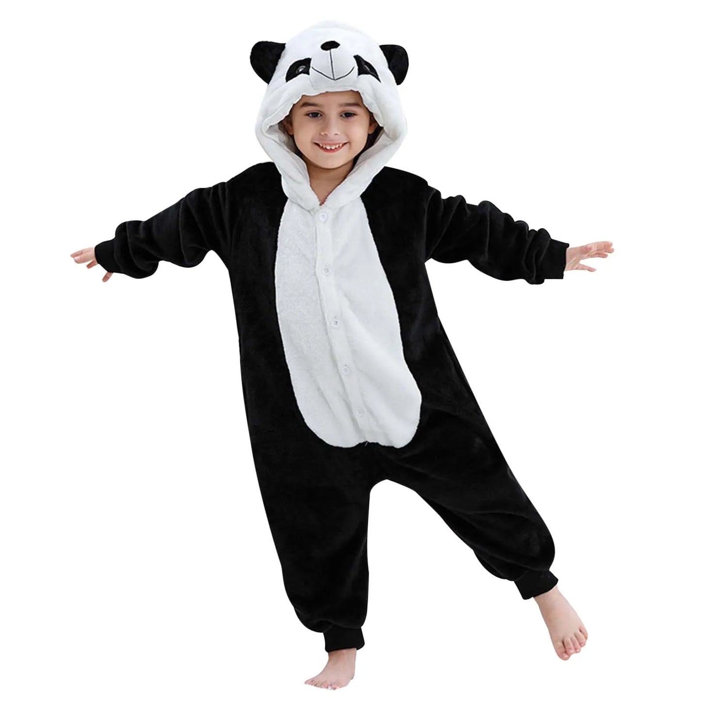 Baby Panda Hooded Rompers Autumn Warm Fleece Infant Thick Cute Jumpsuit 0-2 Years Baby Boys Girls Homewear Pajamas For Winter