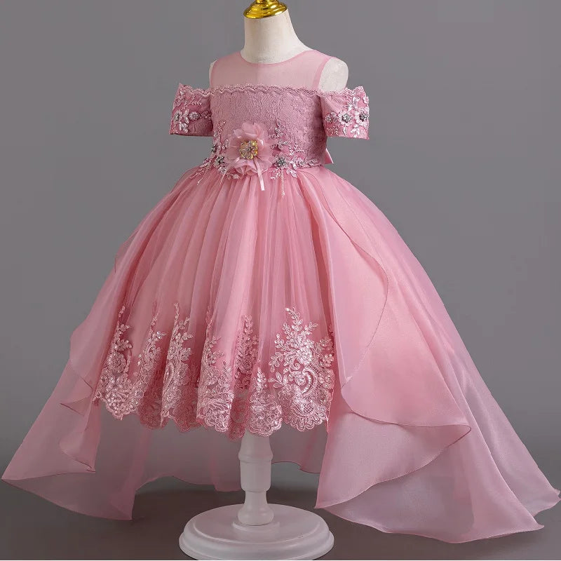 New High quality baby lace princess dress for girl elegant birthday party trailing dress Baby girl's christmas clothes 3-12yrs