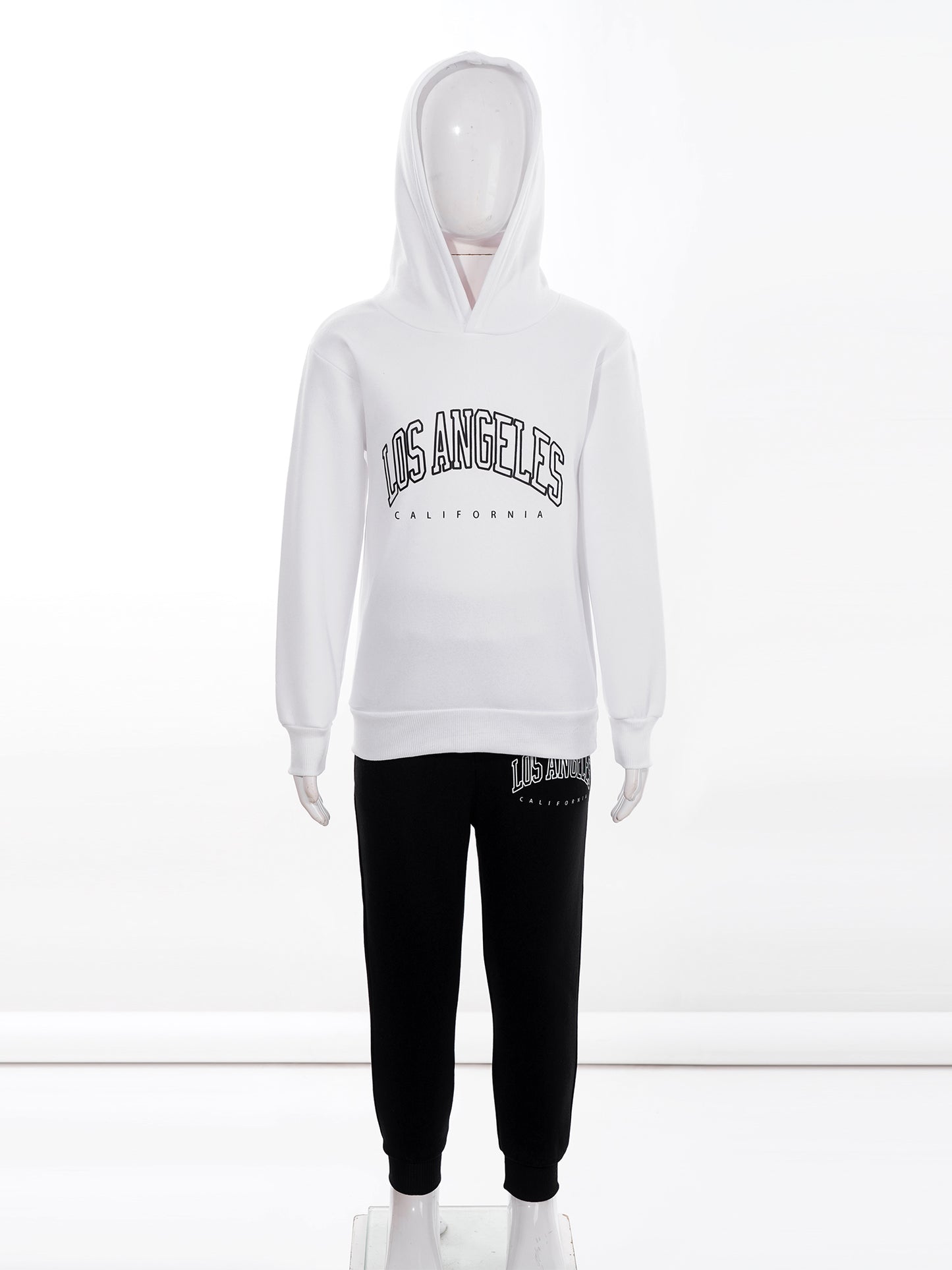 Kids Boys Girls Letter Printed Sport Suit Tracksuit Long Sleeve Hooded Pullover with Elastic Waistband Pants