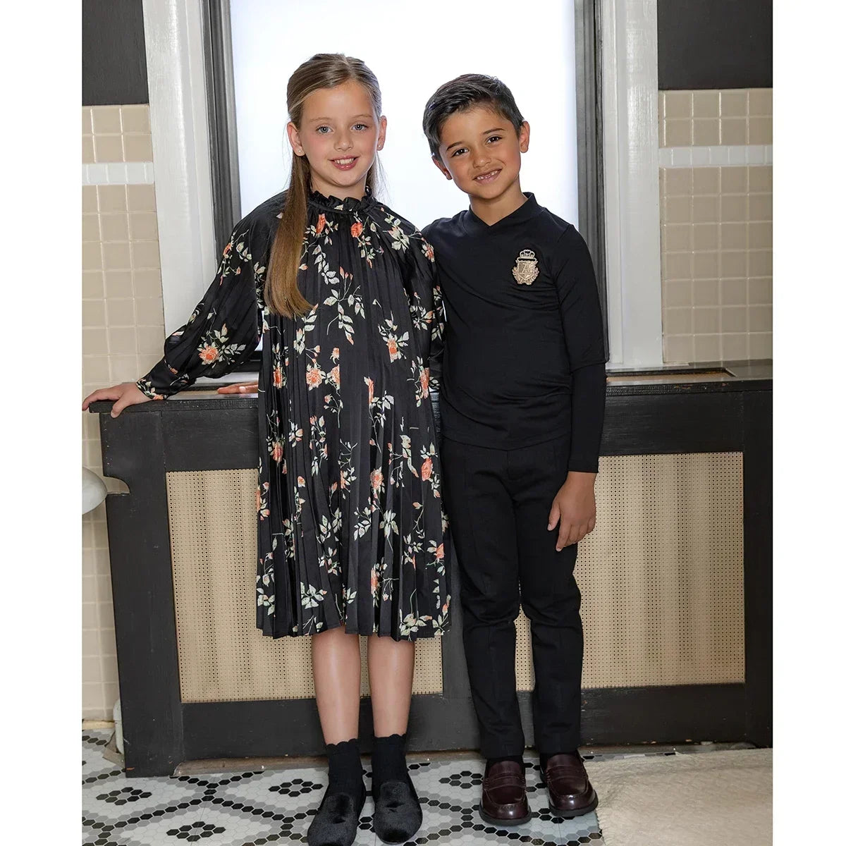 AP Floral Pleated Satin Collection 2025 Autumn Long Sleeve Girls Floral Pleated Dress Baby Romper Cute, #6007