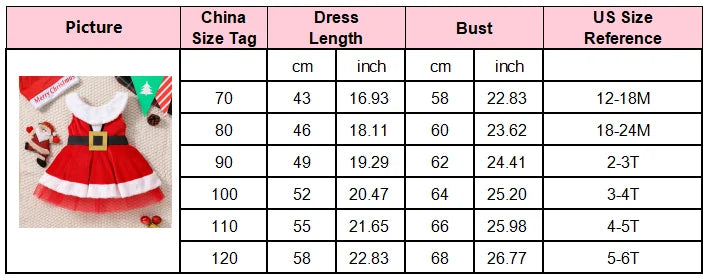 Toddlers Girl Chirstmas Costume Baby Red Dress Santa Claus Cotton Warm Party Carnival Robe Kids Winter Festival Clothes