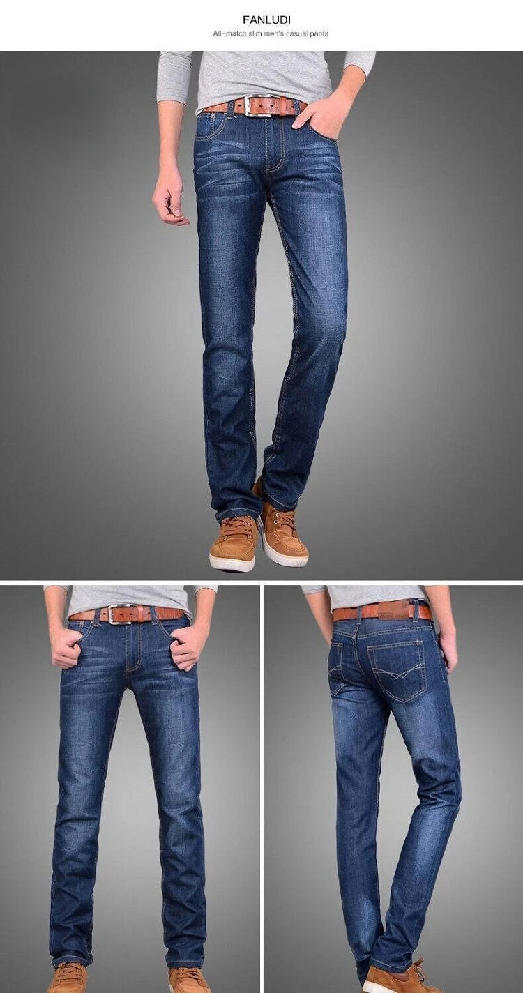 Men's Pants Jeans Loose Large Size Thin Summer Stretch Slim Mid Waist Straight Pants for Men Casual Men's Clothing Denim Pants