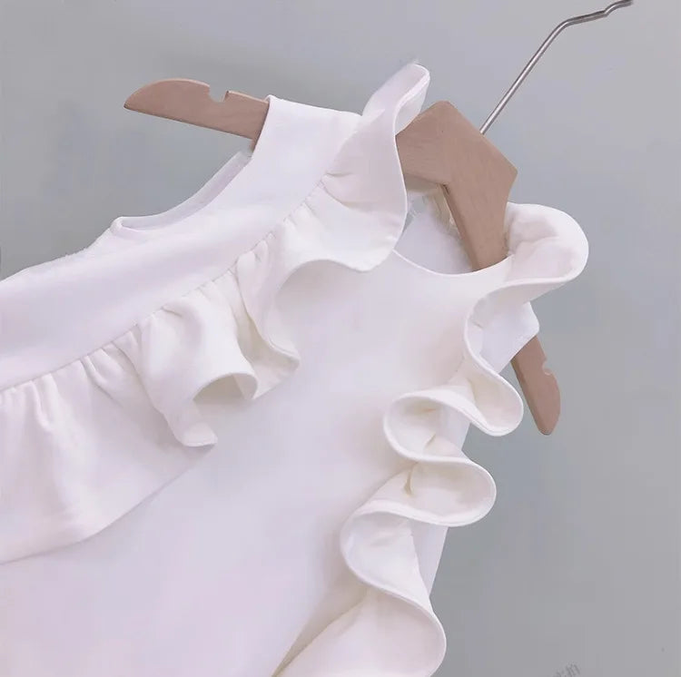 Girl Summer New Dress Sleeveless Ruffles Princess Wedding Luxury Kids Fashion Clothes Brithday Show Vestidos Outfit Wz1326