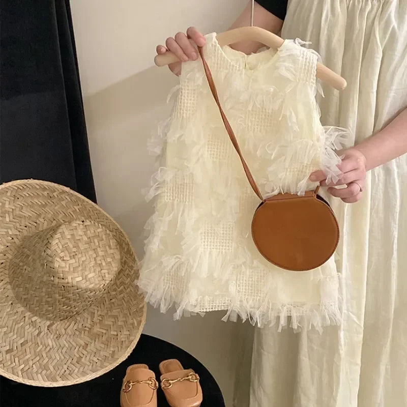 Summer Baby Girl Princess Cotton High-end Dress Sleeveless Infant Toddler Child Elegant Tulle Vestido Party Baby Clothes 18M-10Y