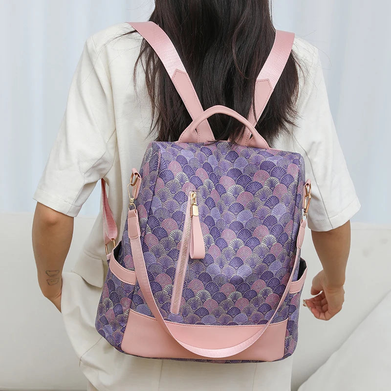 Anti Theft Design Women's Backpack Fashion PU Leather Backpack School Bags for Teenagers Girls Large Volume Leisure Travel Bag