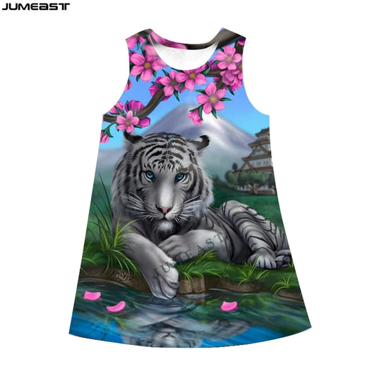 Jumeast Y2k Women Clothing Animal Tiger 3D Printed Sleeveless Tank Dress Hip Hop Streetwear Summer Fashion Suspender Nightdress