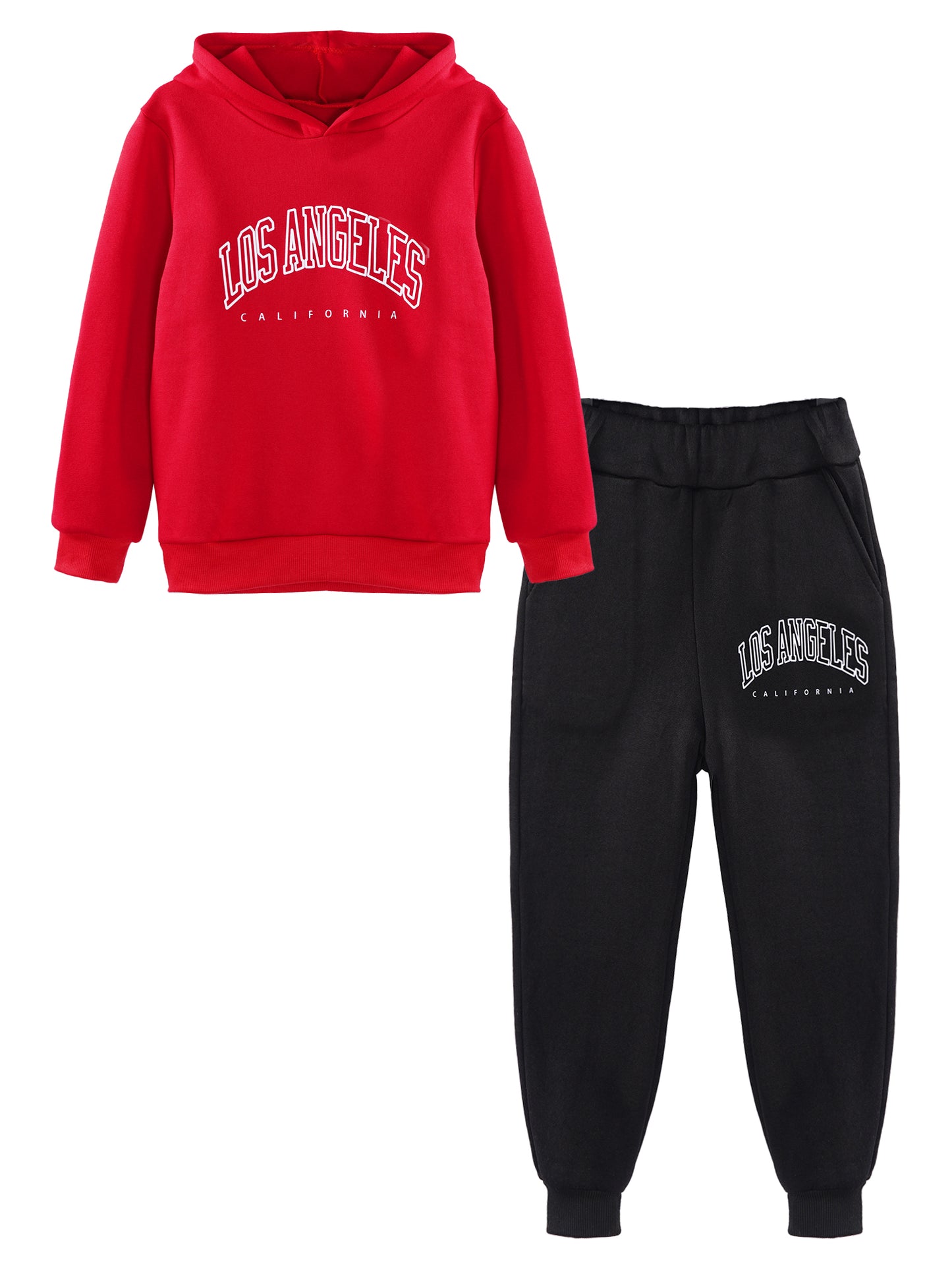 Kids Boys Girls Letter Printed Sport Suit Tracksuit Long Sleeve Hooded Pullover with Elastic Waistband Pants