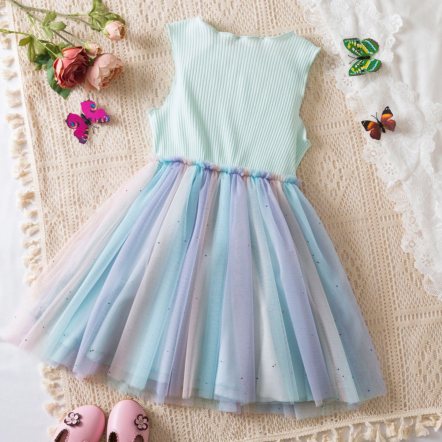 Butterfly Newborn Baby Dress New Summer Cute Baby Girls Clothes Tulle Lace Embroidery Infant Party Clothing 1 -5Y Birthday Dress