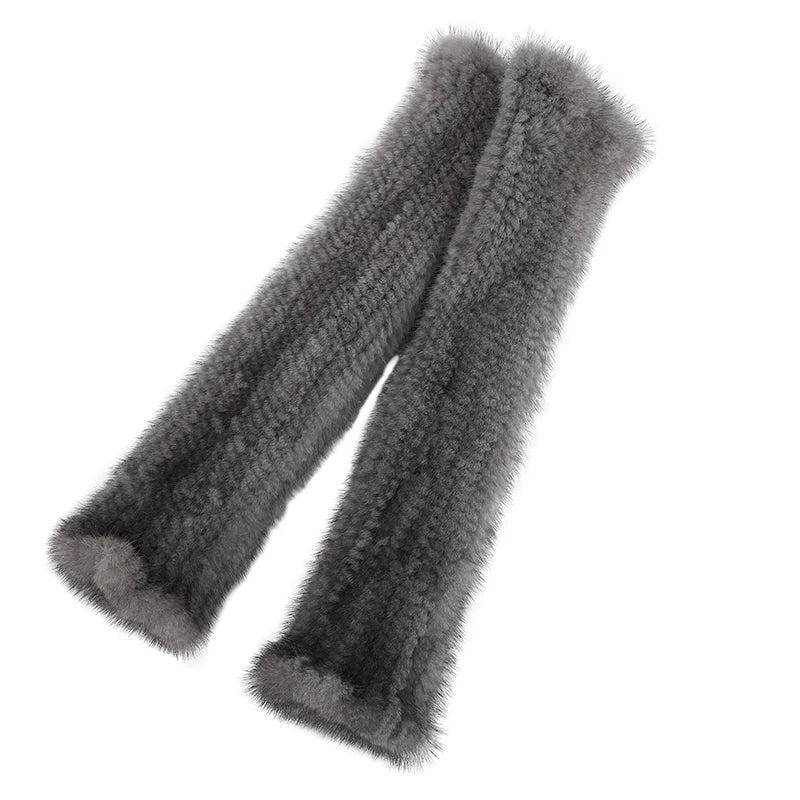 Naturan Mink Fur Gloves For Women Winter Warm Long Style Real Mink Fur Mittens Lady Knitted Quality Elastic Real Mink Fur Gloves