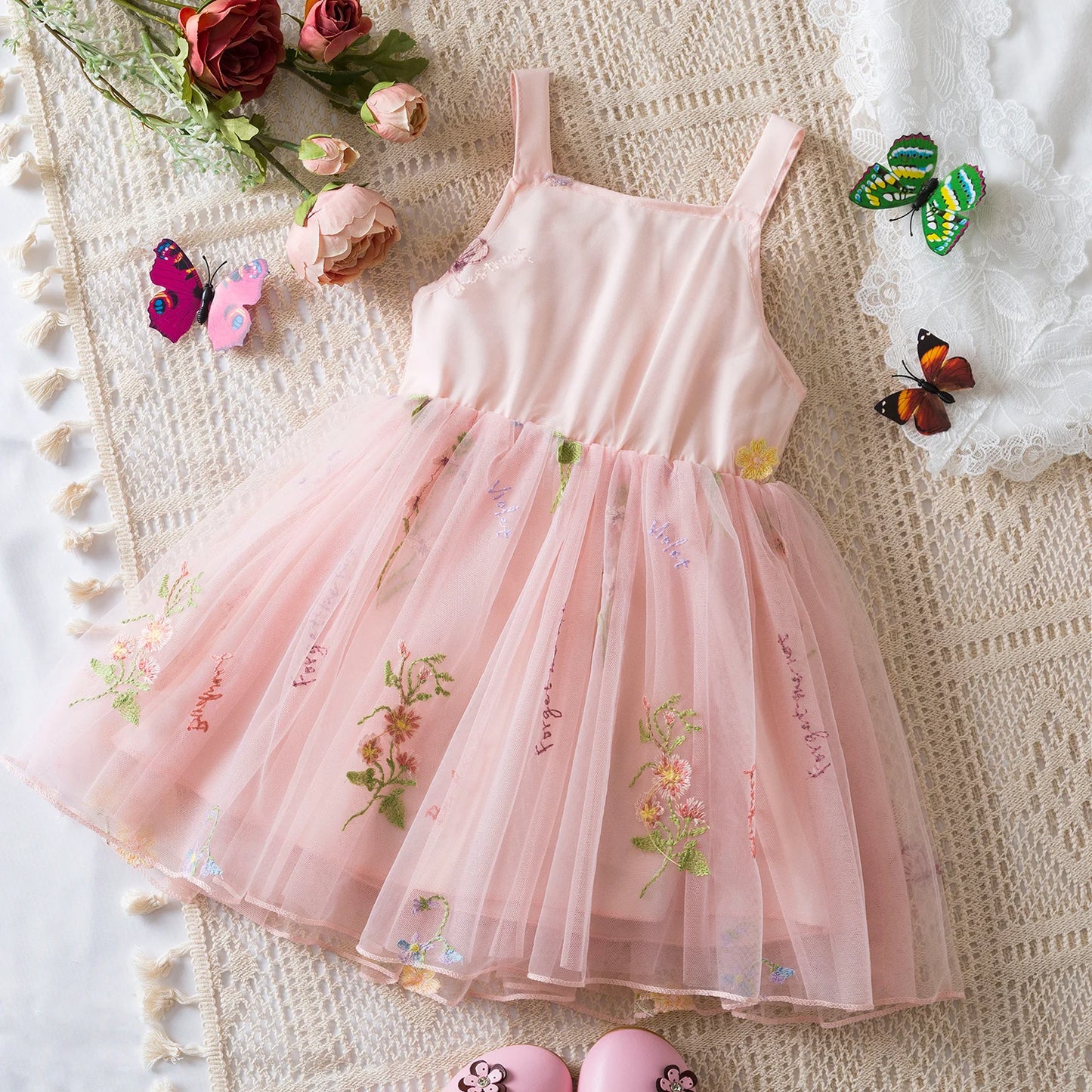 Butterfly Newborn Baby Dress New Summer Cute Baby Girls Clothes Tulle Lace Embroidery Infant Party Clothing 1 -5Y Birthday Dress