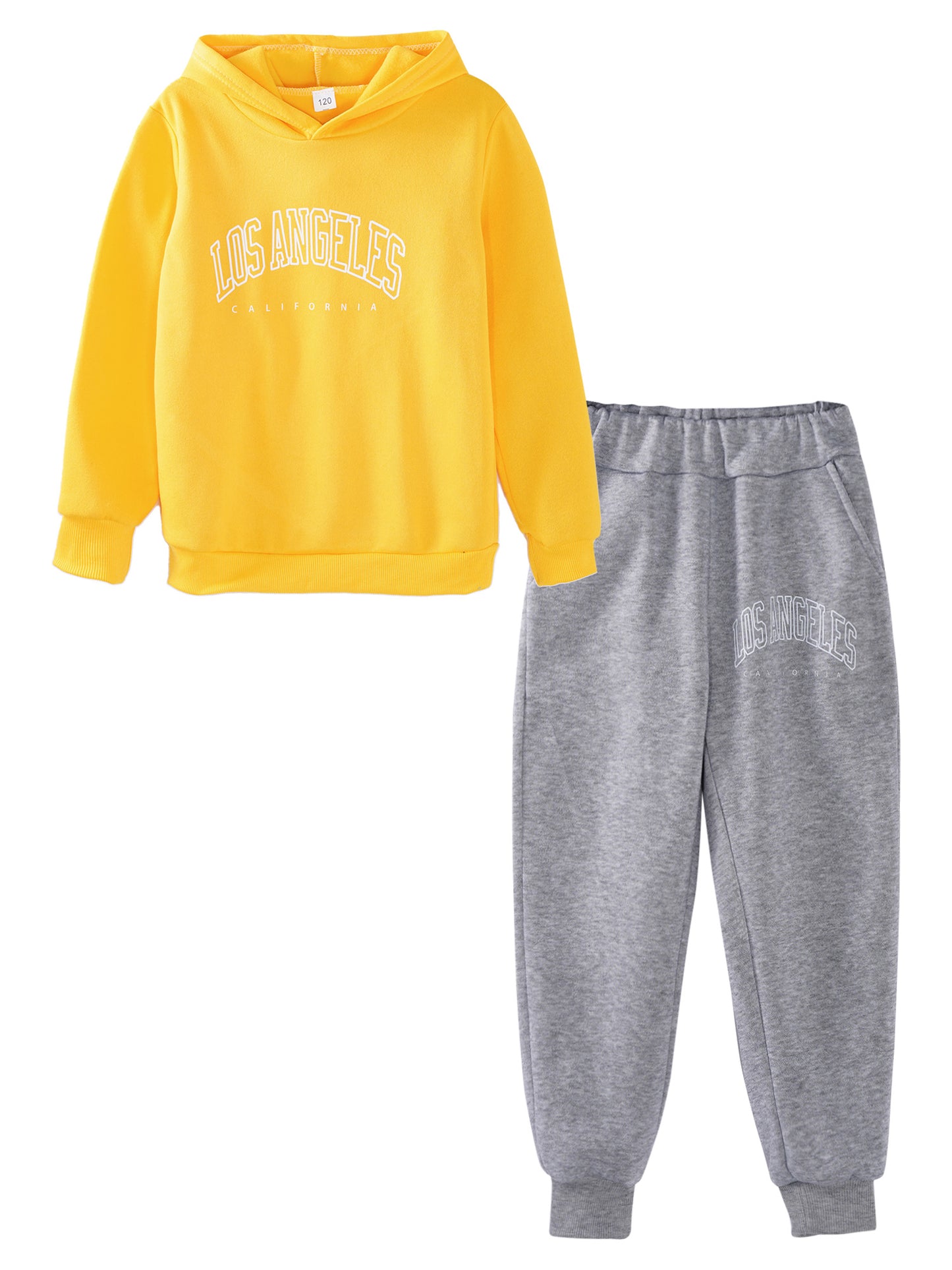 Kids Boys Girls Letter Printed Sport Suit Tracksuit Long Sleeve Hooded Pullover with Elastic Waistband Pants