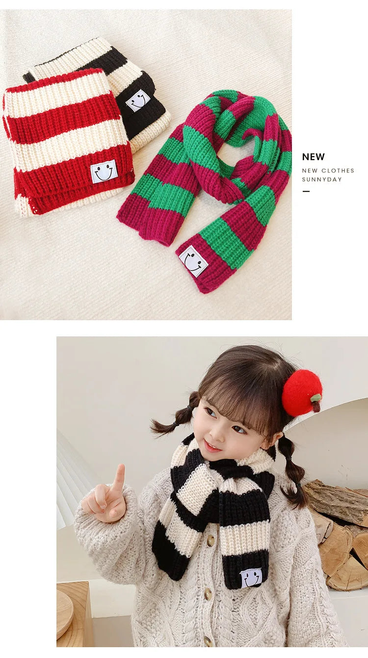 Baby Girls Boys Scarf Kids Korean Style Scarves Letter Printed Accessories Children's Knitted Bib Cotton Versatile Warm Clothing