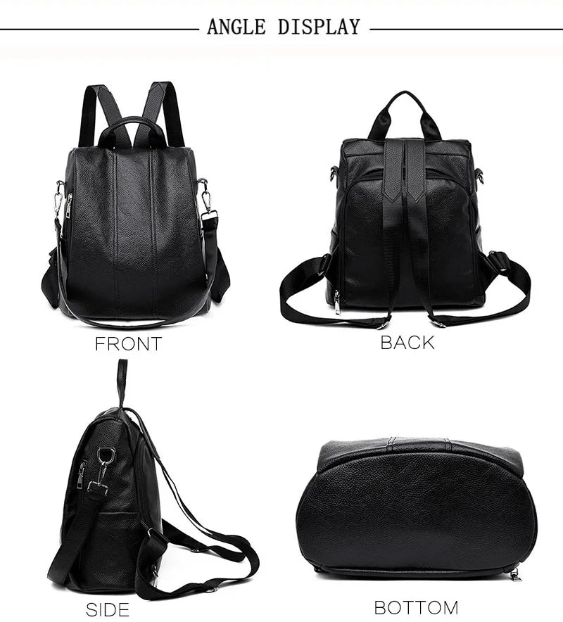 Summer White Fashion PU Leather Anti-thief Backpack Large  Volume  School Bag for Teenager Girls Multifunction Casual Sac a Dos