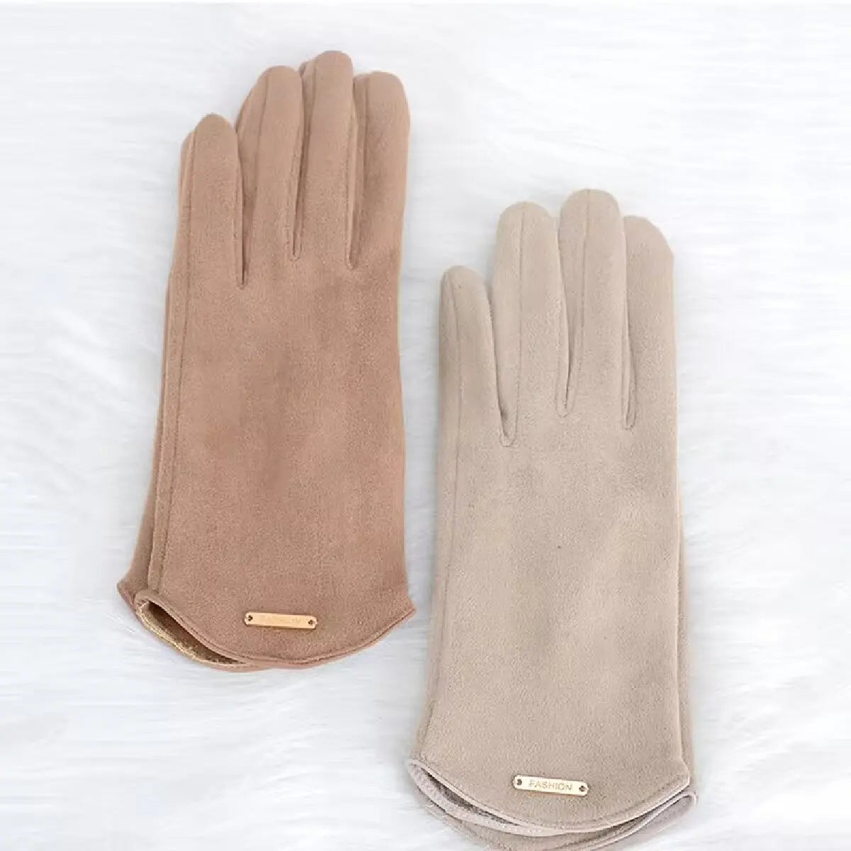 Women Autumn Winter Keep Warm Touch Screen Thin Solid Simple Gloves Cycling Drive Suede Fabric Elegant Windproof