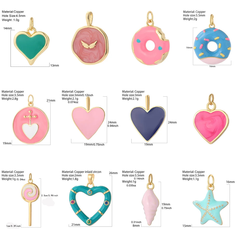 Bohemian Heart Chrams for Jewelry Making Supplies Gold Color Butterfly Charm Dijes Diy Dopamine Necklace Earring Bracelet Style