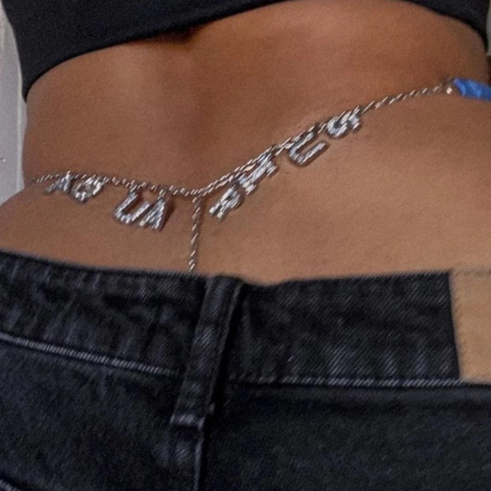 Sexy Customized Bling Crystal Letters DIY Name Waist Chain Women Body Chain Multicolor Bikini Thong Beach Custom Jewelry Gift