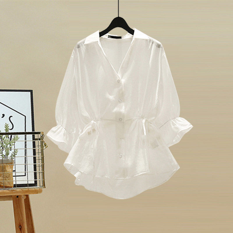 Spring/Summer Fashion Women Three Piece Set Temperament Chiffon Shirt Small Fragrant Knitted Back Temperament Split Jeans