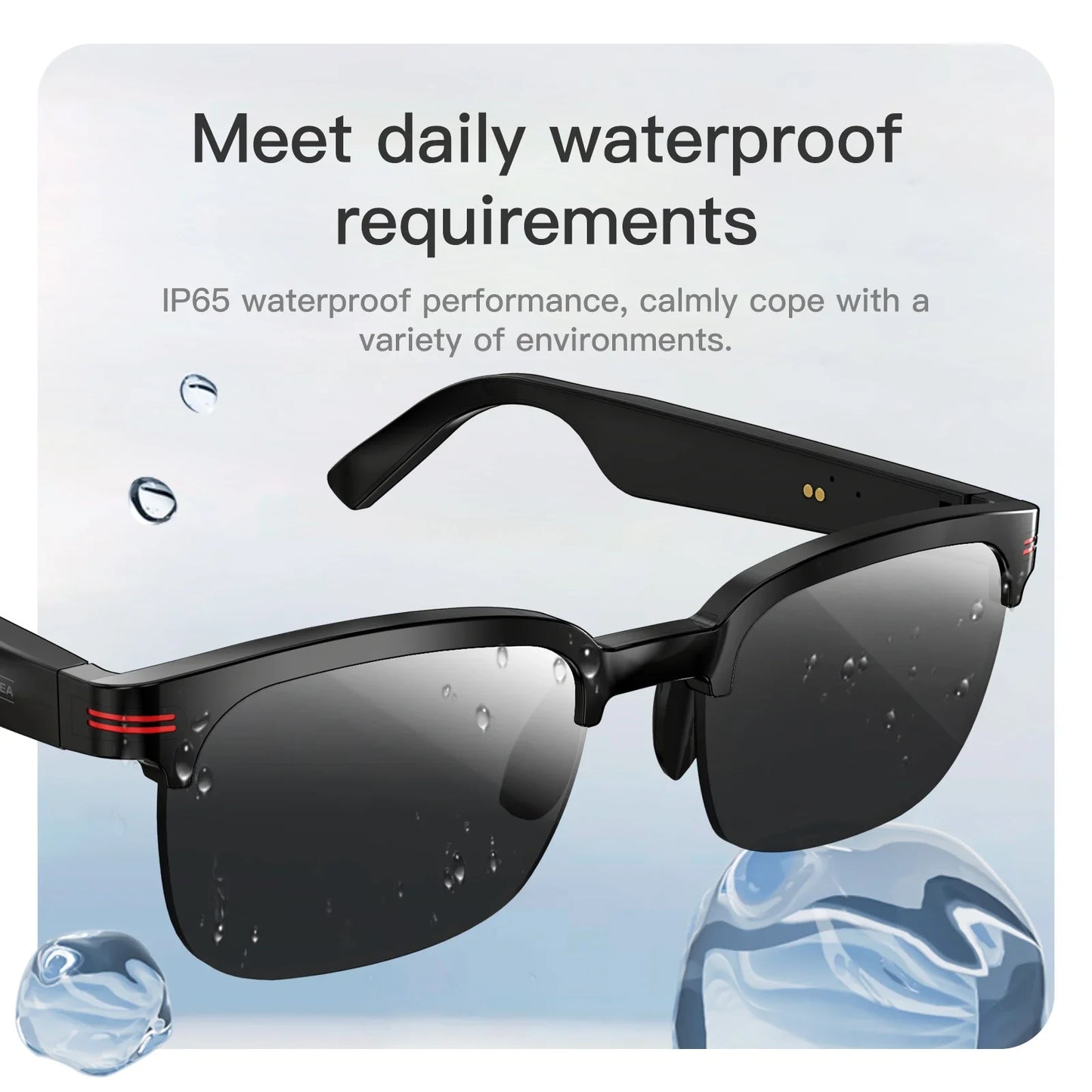 EIGIIS New GS200 Smart Glasses Wireless Call Music Playback Half Frame Sunglasses With Blue Light UV Protection IP67 Waterproof