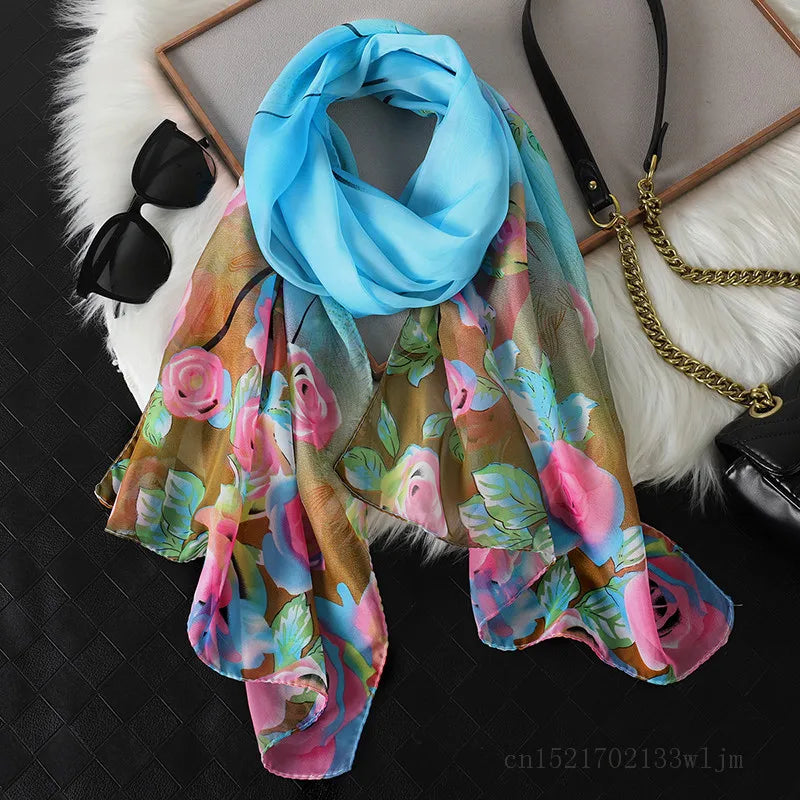 2024 Fashion Printed Leopard Chiffon Hijab Scarf Women Pareo Lady Bandanas Beach Towels Summer Muslim Veil Wrap Female Foulard
