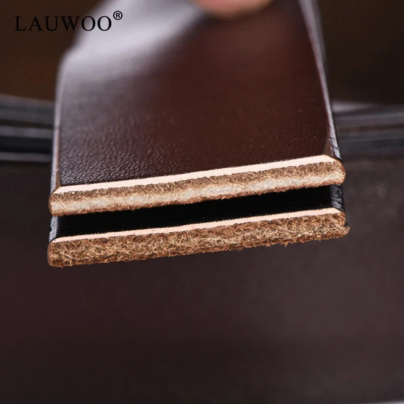 LAUWOO Brand Belt 100% Pure Cowhide Belt Strap No Buckle Genuine Leather Belts Automatic Buckle Belt For Men High Quality