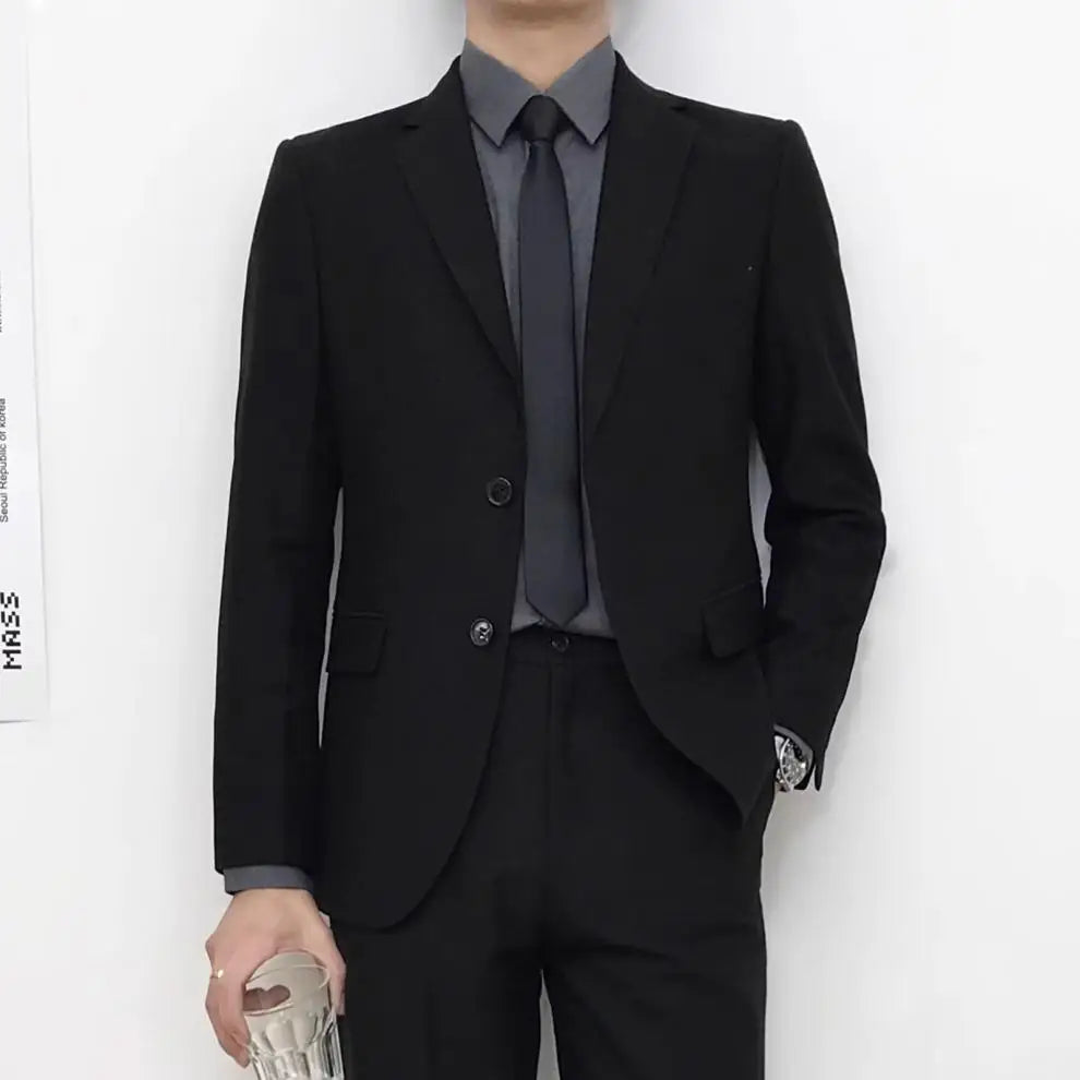 Mens Suits (SB) (Blazer+ Pants) Fashion Business Casual Slim-fit Wedding Solid Color Gentleman British Style Work Evening Dress 6XL