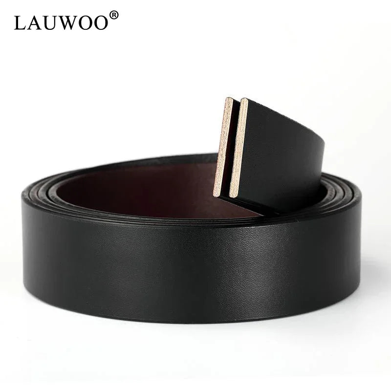 LAUWOO Brand Belt 100% Pure Cowhide Belt Strap No Buckle Genuine Leather Belts Automatic Buckle Belt For Men High Quality
