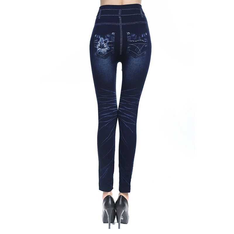 Hot Sexy Women Jean Skinny Jeggings Pants high waist leggings female print ankle-length Slim Legging Fitness