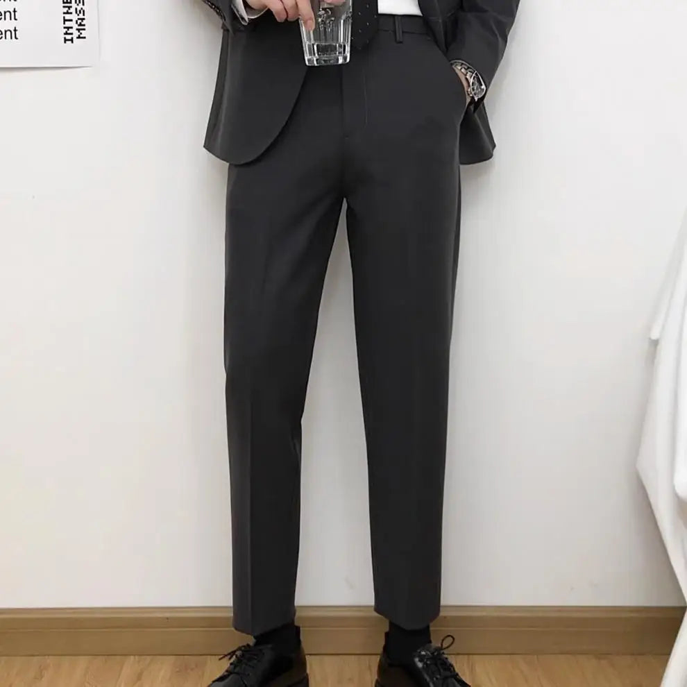 Mens Suits (SB) (Blazer+ Pants) Fashion Business Casual Slim-fit Wedding Solid Color Gentleman British Style Work Evening Dress 6XL