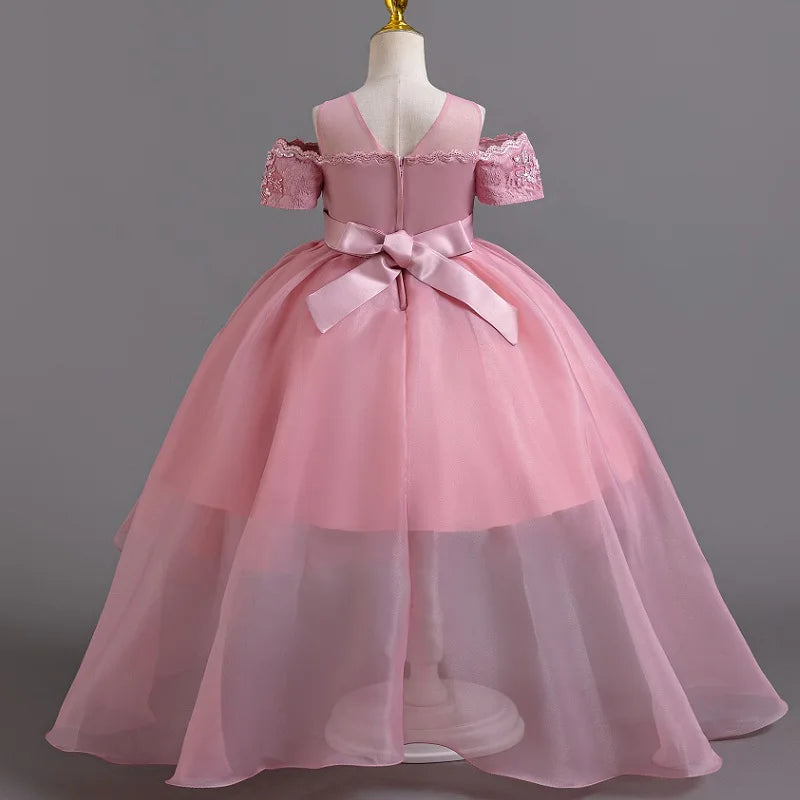 New High quality baby lace princess dress for girl elegant birthday party trailing dress Baby girl's christmas clothes 3-12yrs