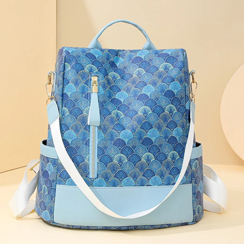 Anti Theft Design Women's Backpack Fashion PU Leather Backpack School Bags for Teenagers Girls Large Volume Leisure Travel Bag