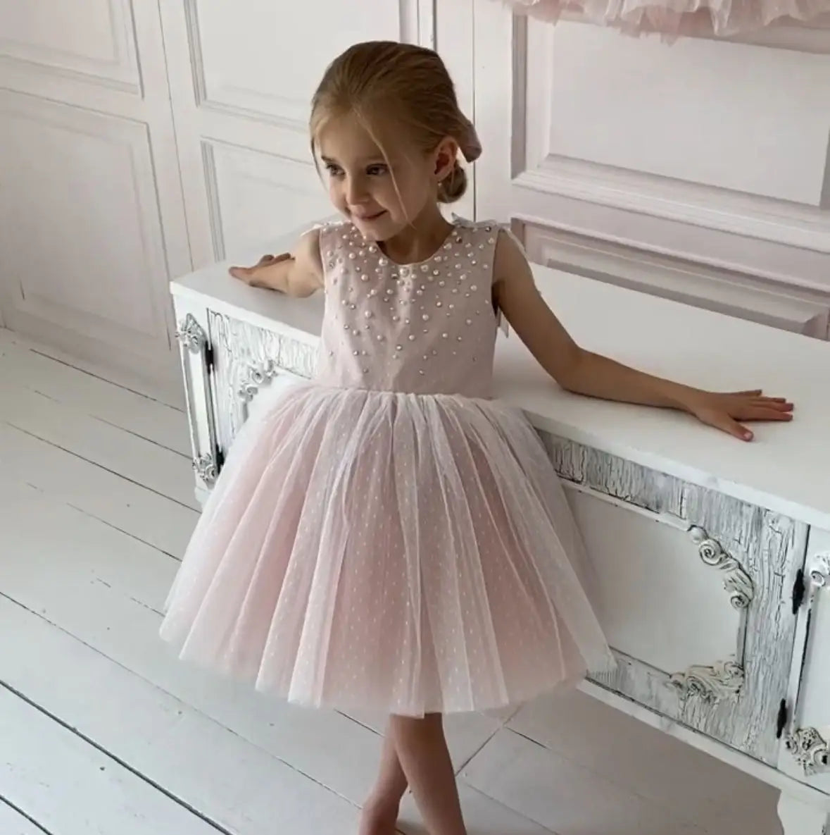 Baby Girl Princess Angel Wing Dress Infant Toddler Child Sleeveless Pearl Vestido Party Pageant Birthday Baby Clothes 1-12Y