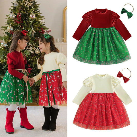 Ma&baby 6M-4Y Christmas Clothes Toddler Kid Baby Girl Dress Long Sleeve Tulle Tutu Party Dresses For Girl Xmas Princess Costumes
