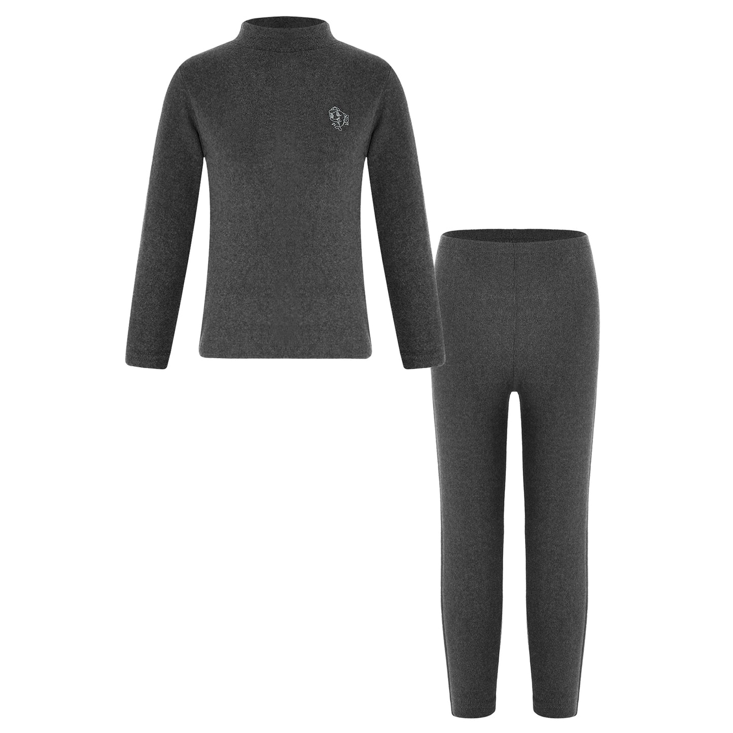 Teen Girls Boys Casual Outfit Sports Sets Turtleneck Long Sleeve Dolphins Print Thermal Top+Pants Warm Basic Underwear Sleepwear