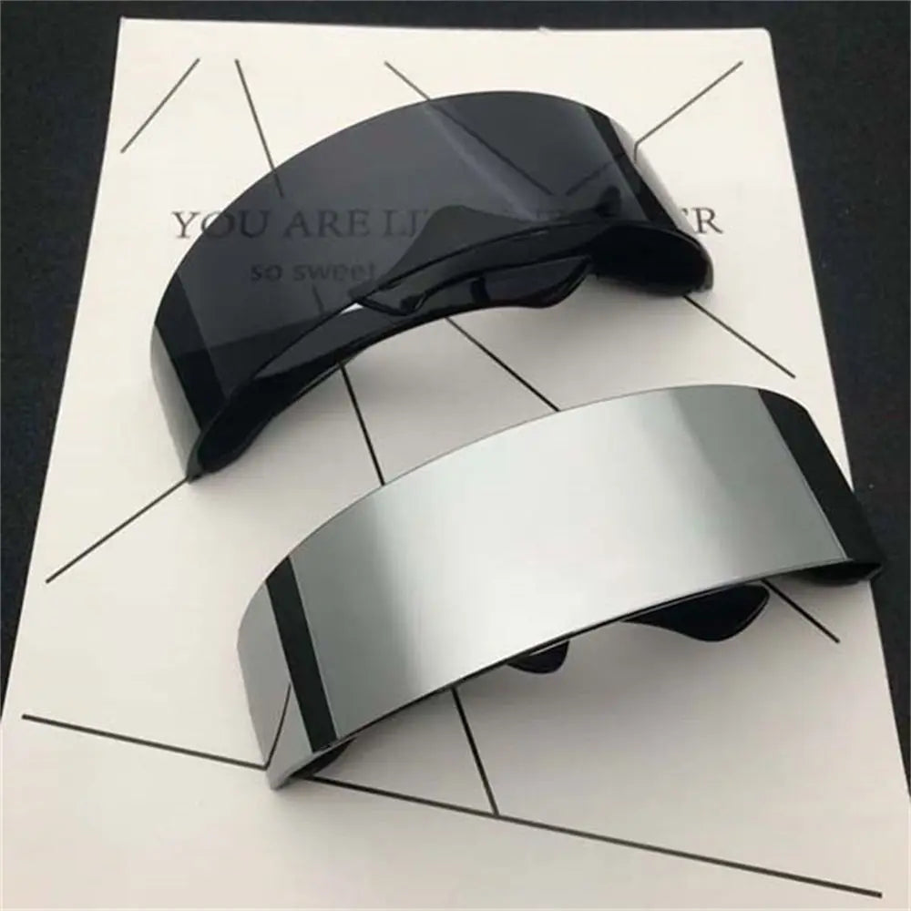 Y2K Future Warrior Rimless Sunglasses One Piece Lens Wrap Around Cyber Punk Futuristic Men Women Hip Hop Party Sun Glasses 2023