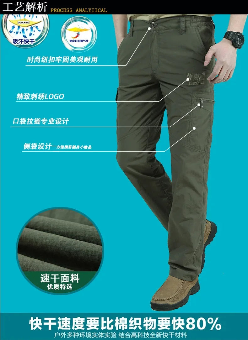 Men's Trouser Urban Lightweight Tactical Cargo Pant Summer Breathable Army Military Long Trousers Male Waterproof Quick Dry Casual Pants