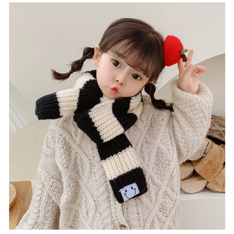 Baby Girls Boys Scarf Kids Korean Style Scarves Letter Printed Accessories Children's Knitted Bib Cotton Versatile Warm Clothing