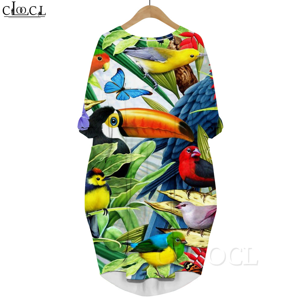 CLOOCL 2022 New Fashion Golden Lion Printed Dress Animal Long-sleeve Pockets Dress Party Dresses Female Clothes Harajuku Style